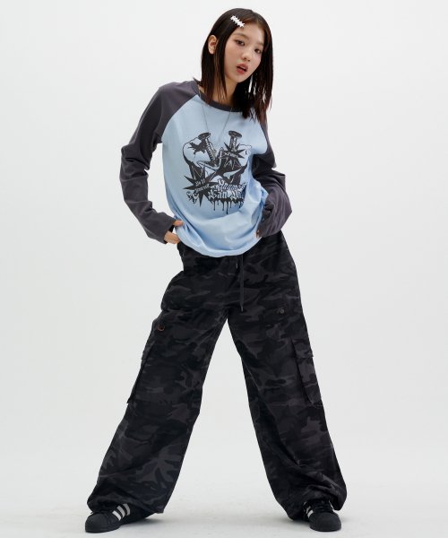 RIPSTOP BANDING CARGO PANTS [BLACK CAMO]