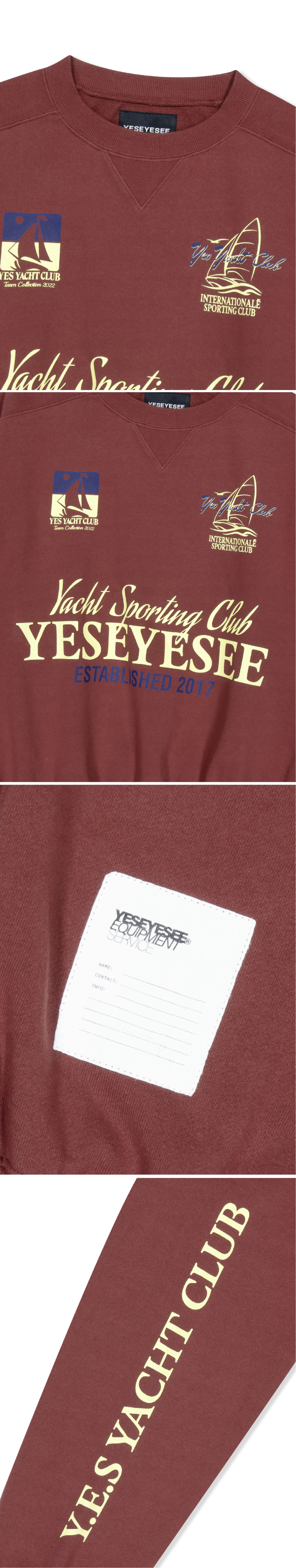 スウェット・トレーナー YESEYESEE YES Yacht sweatshirt Brick Red YS240TSWCW02BRE YESEYESEE】C-Logo Sweatshirt スウェットシャツ (YESEYESEE