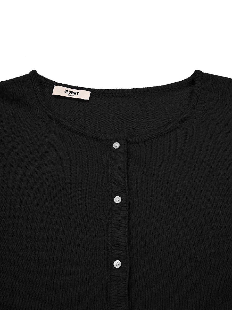 MUSINSA | GLOWNY G CLASSIC LOOSE FIT CARDIGAN (BLACK)