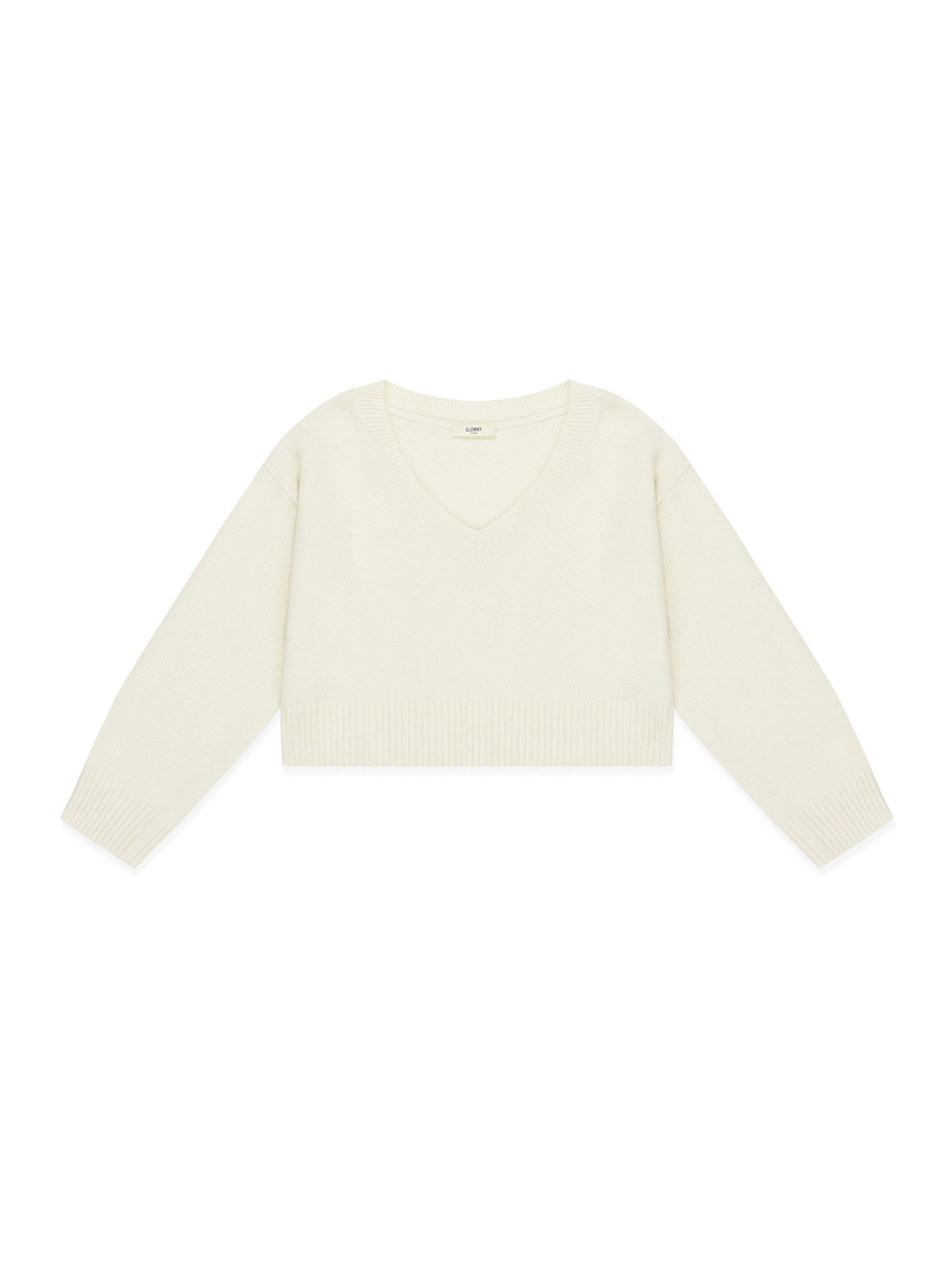 MUSINSA | GLOWNY G CLASSIC V-NECK KNIT PULLOVER (IVORY)