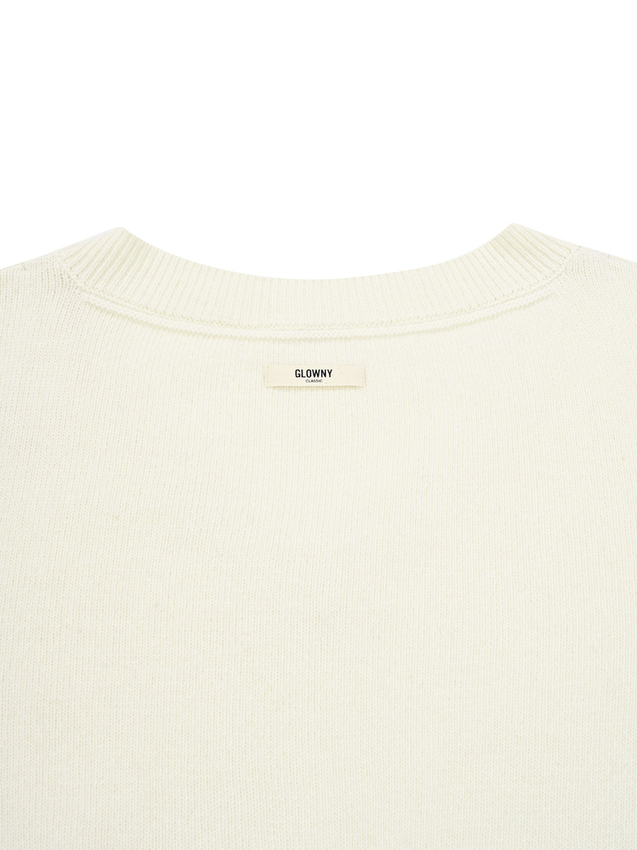 MUSINSA | GLOWNY G CLASSIC V-NECK KNIT PULLOVER (IVORY)