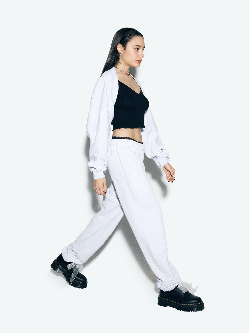 MUSINSA | ASIF CALIE RIBBON JOGGER PANTS WHITEMELANGE