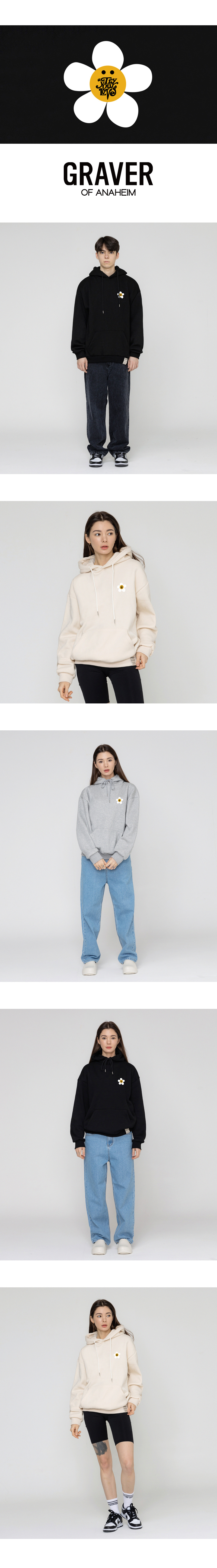 MUSINSA | GRAVER [UNISEX]TYL Small Flower Dot Smile Hoodie_Black