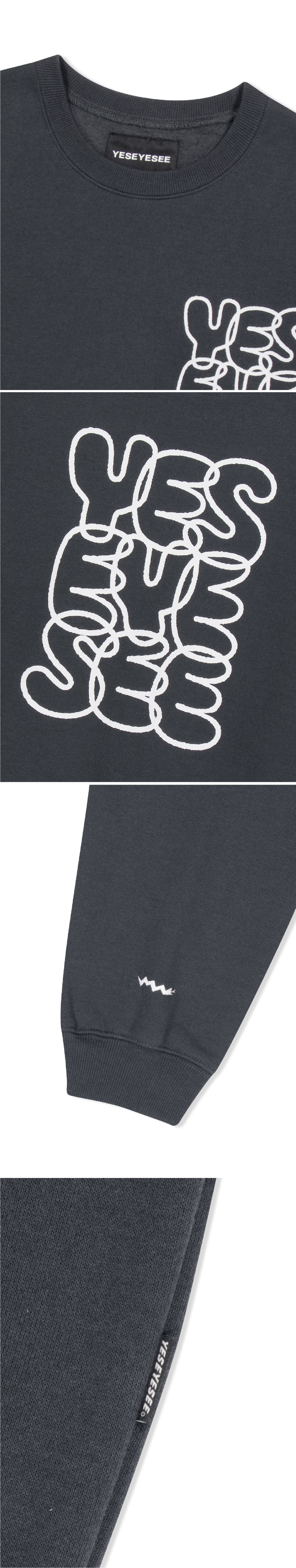 スウェット・トレーナー YESEYESEE CLogo Pigment LS Charcoal YS250TTSLT02CHA ○YESEYESEE○ YES Pigment Embroidery Sweatshirt Charcoal YS2