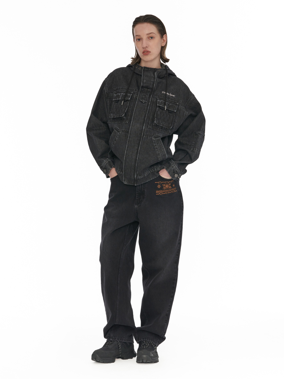 【WELLBEING EXPRESS】 Hooded Denim Jacket / 追跡付 MUSINSA | WELLBEING EXPRESS Hooded Denim Jacket Black