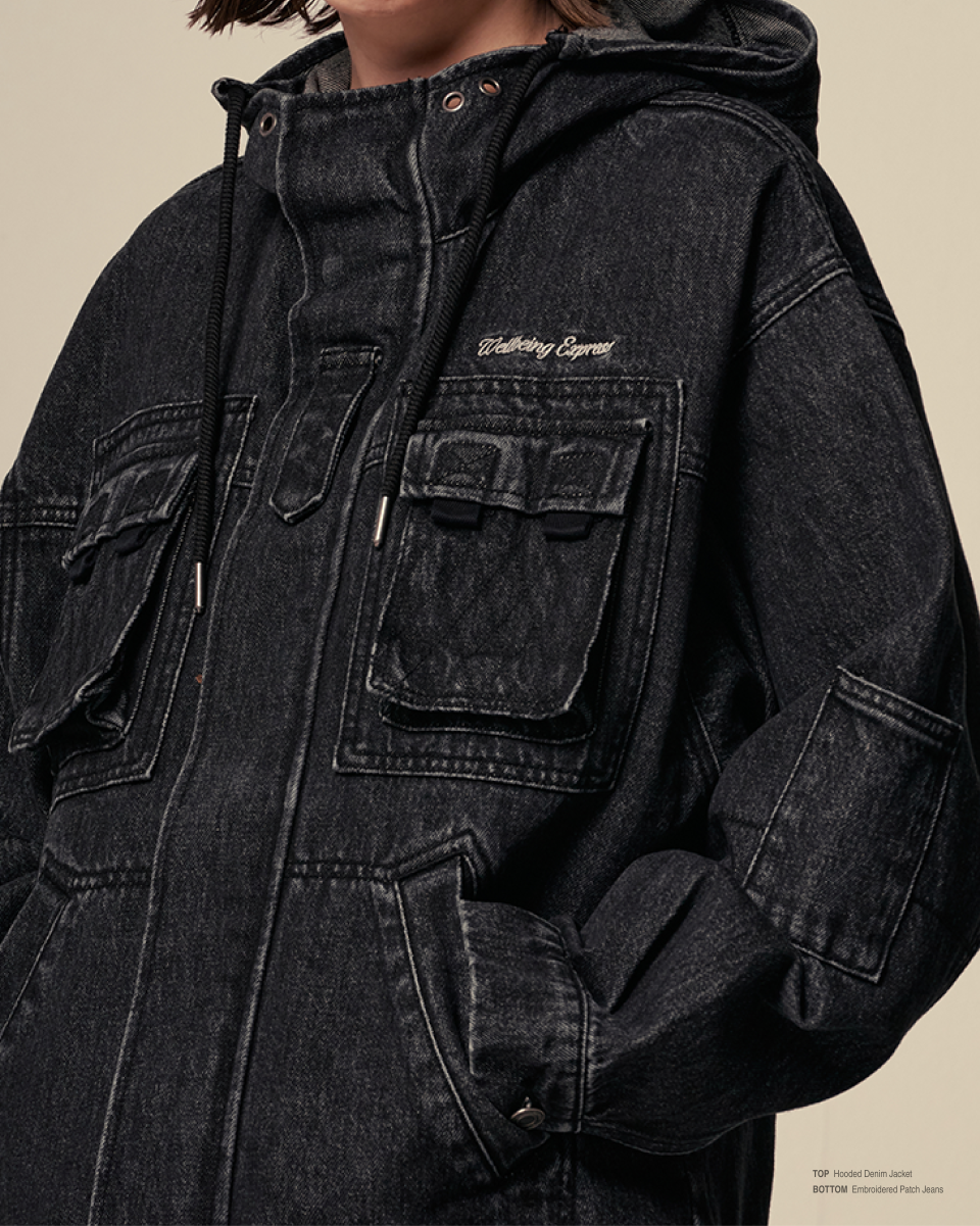 【WELLBEING EXPRESS】 Hooded Denim Jacket / 追跡付 MUSINSA | WELLBEING EXPRESS Hooded Denim Jacket Black