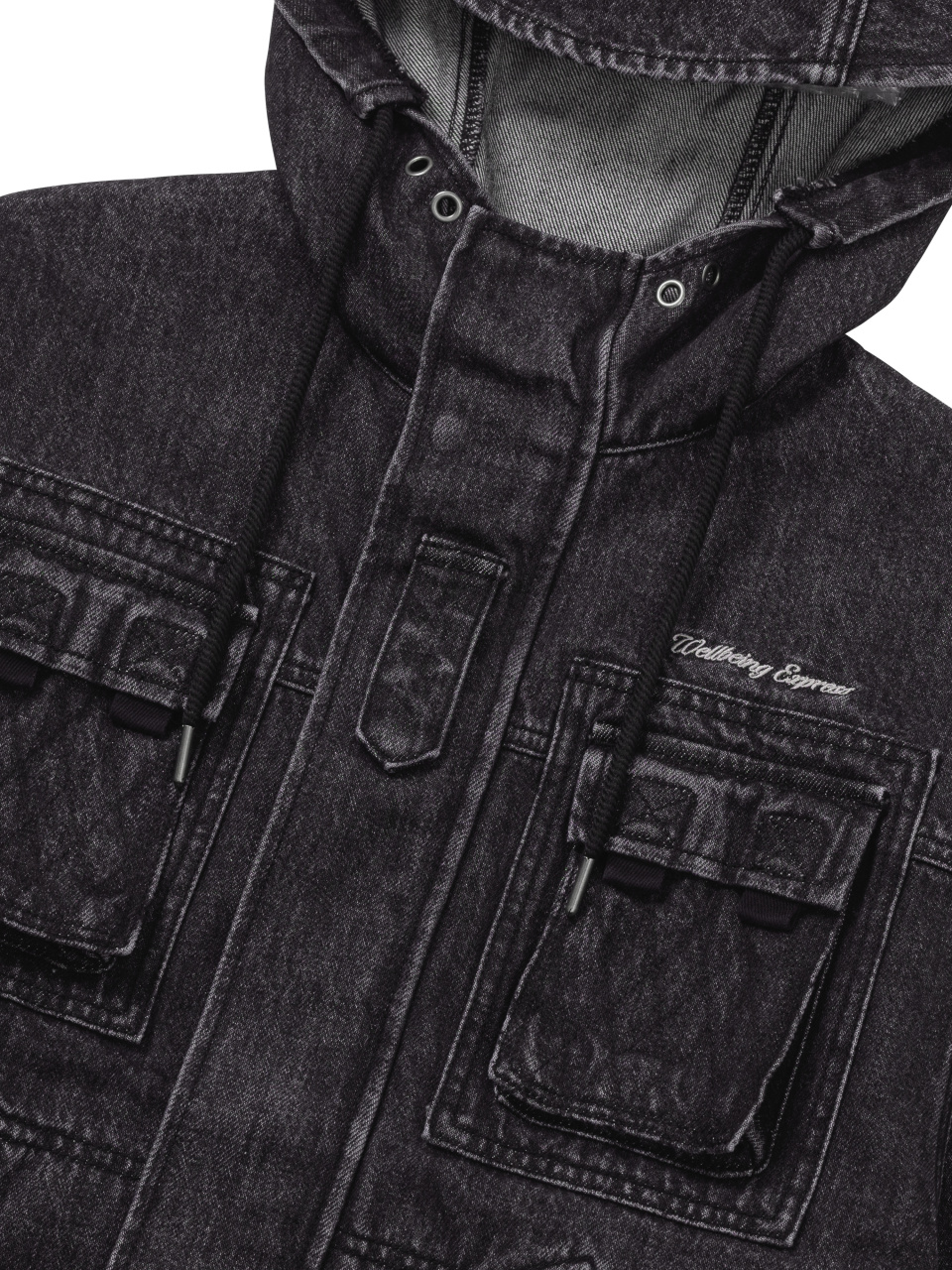 MUSINSA | WELLBEING EXPRESS Hooded Denim Jacket Black