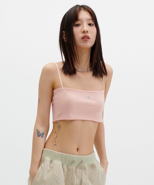 LOGO EMBROIDERY TUBE TOP [CORAL]