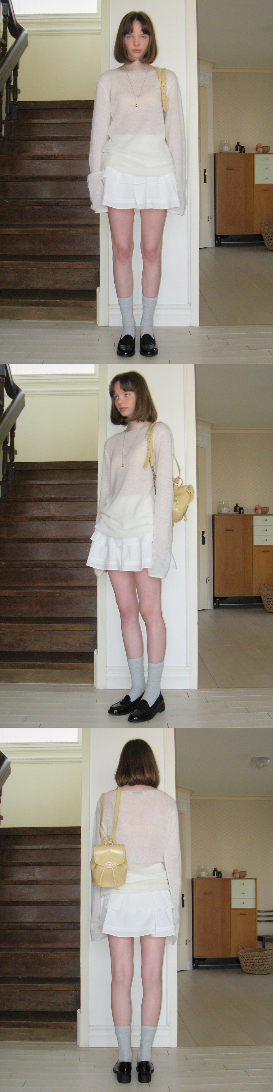 MUSINSA | SOMEWHEREBUTTER Cancan shirring mini skirt - ivory