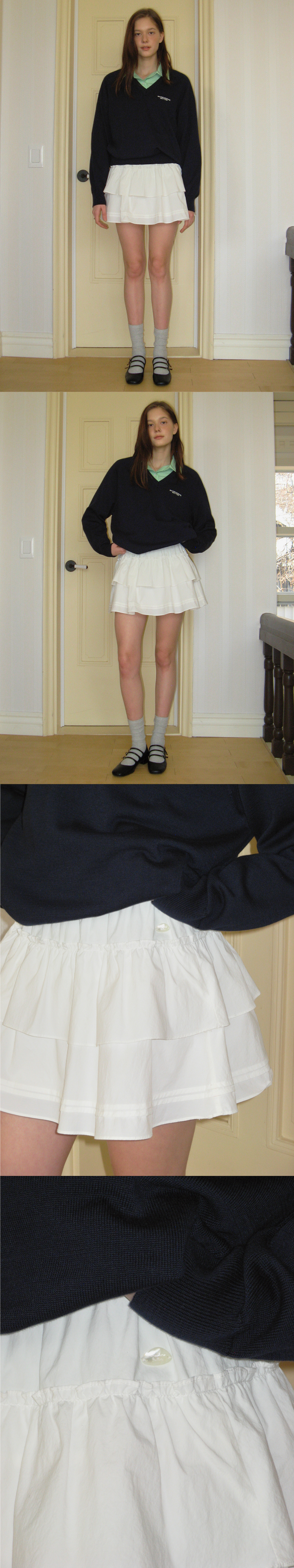 MUSINSA公式 | SOMEWHEREBUTTER Cancan shirring mini skirt - ivory