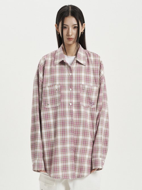 OVER CHECK SHIRT / PINK