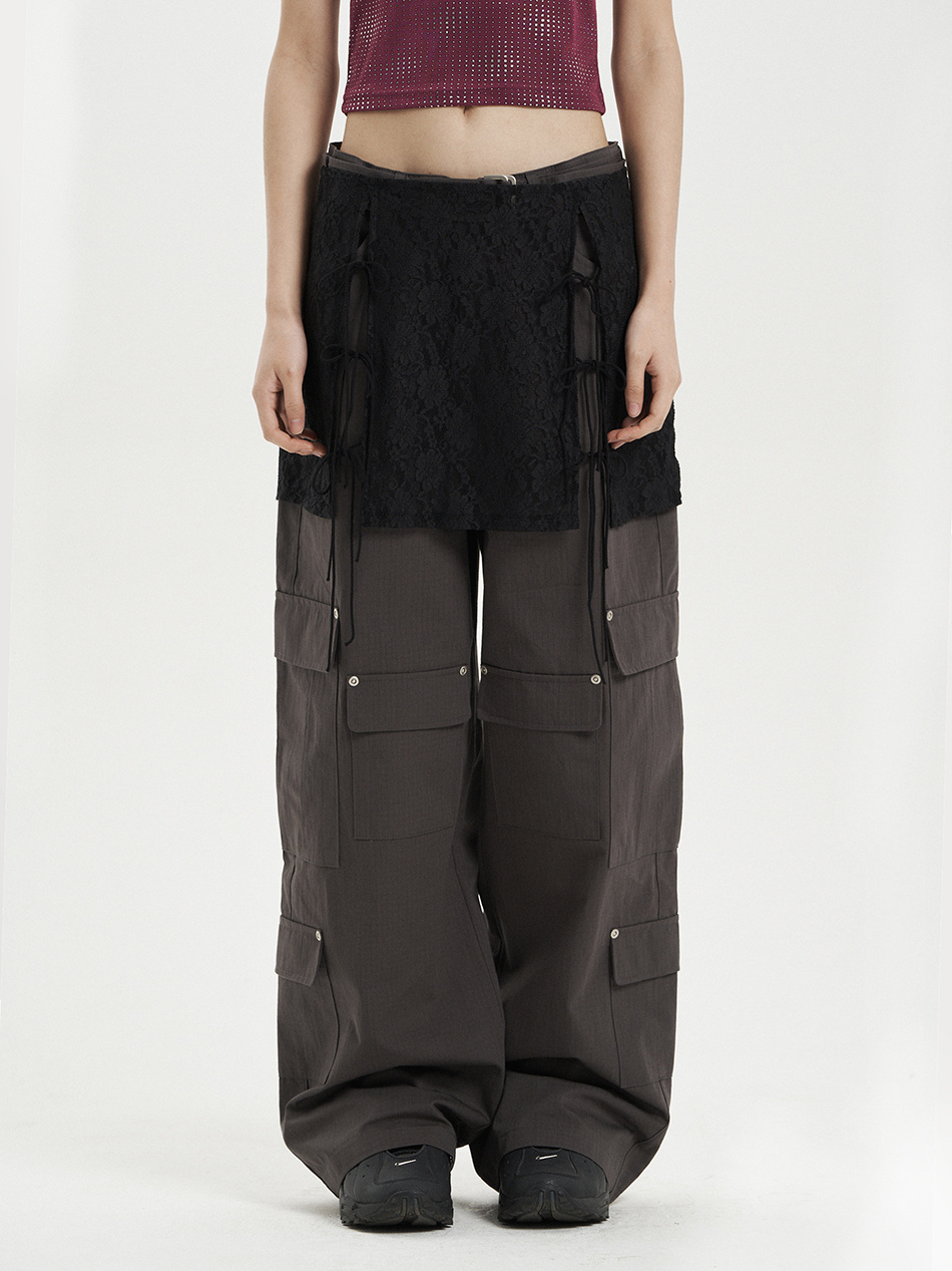 MUSINSA | SETUPEXE LACE LAYERED SKIRT / BLACK