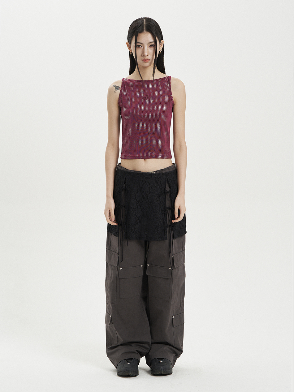 MUSINSA公式 | SETUPEXE LACE LAYERED SKIRT / BLACK
