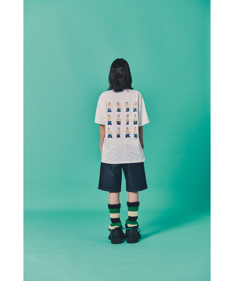 MUSINSA | LAUGHER [PAT&MAT] Motion Pat T-shirt. - White