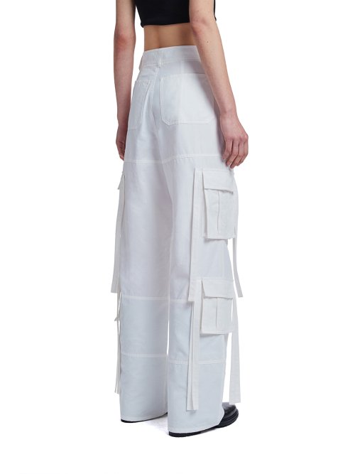 Strap Cargo Pants_White