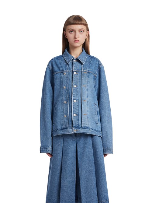 Double Collar Denim Jacket_Blue