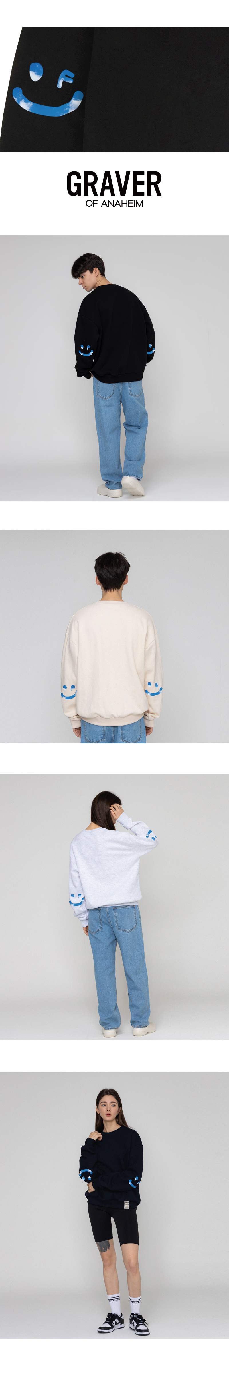 【GRAVER】24SS★ Elbow SKY Cloud Drawing Smile Sweatshirt GRAVER】24SS☆ Elbow SKY Cloud Drawing Smile Sweatshirt