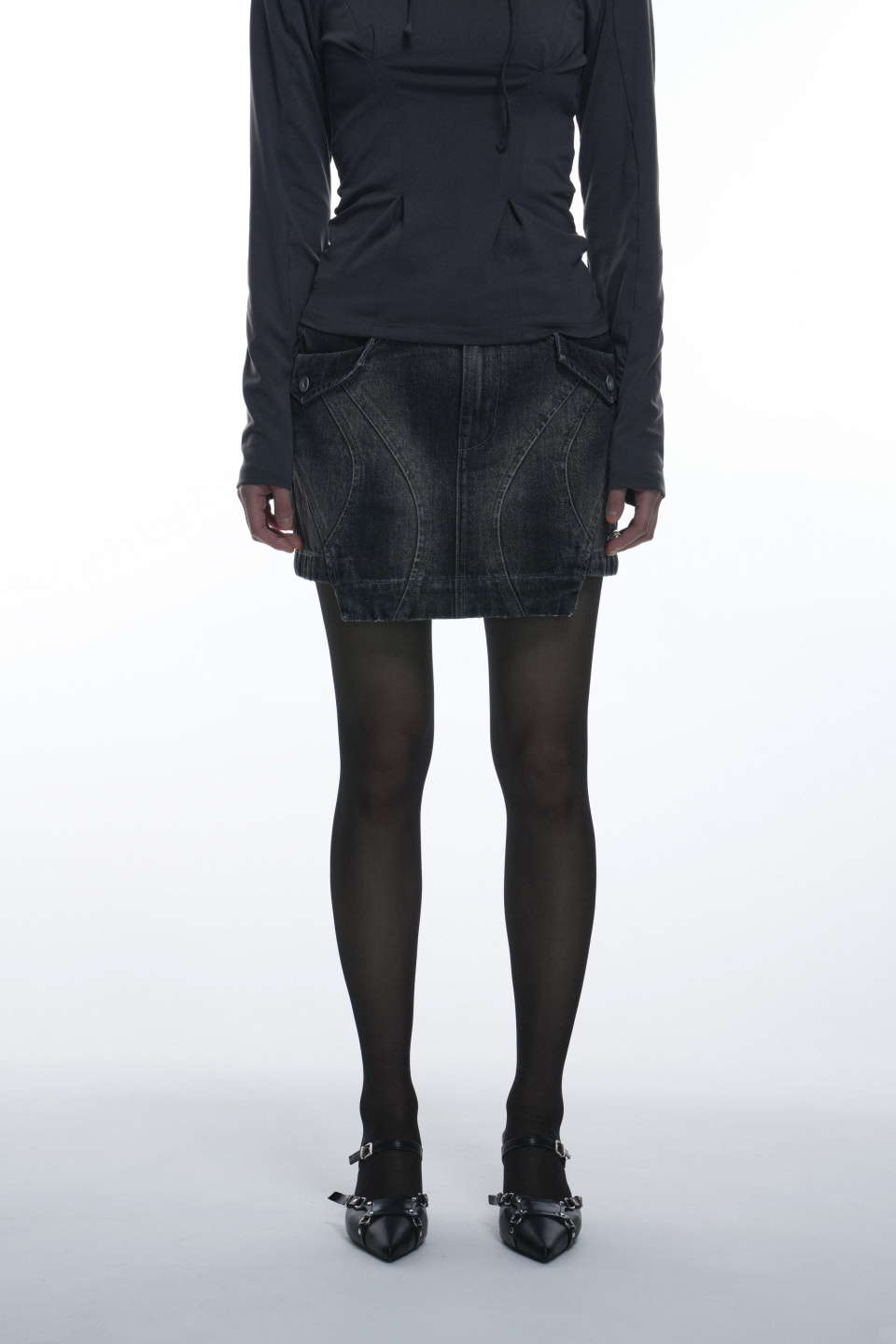 SPRAY BIKER SKIRT [BLACK] - 감도 깊은 취향 셀렉트샵 29CM