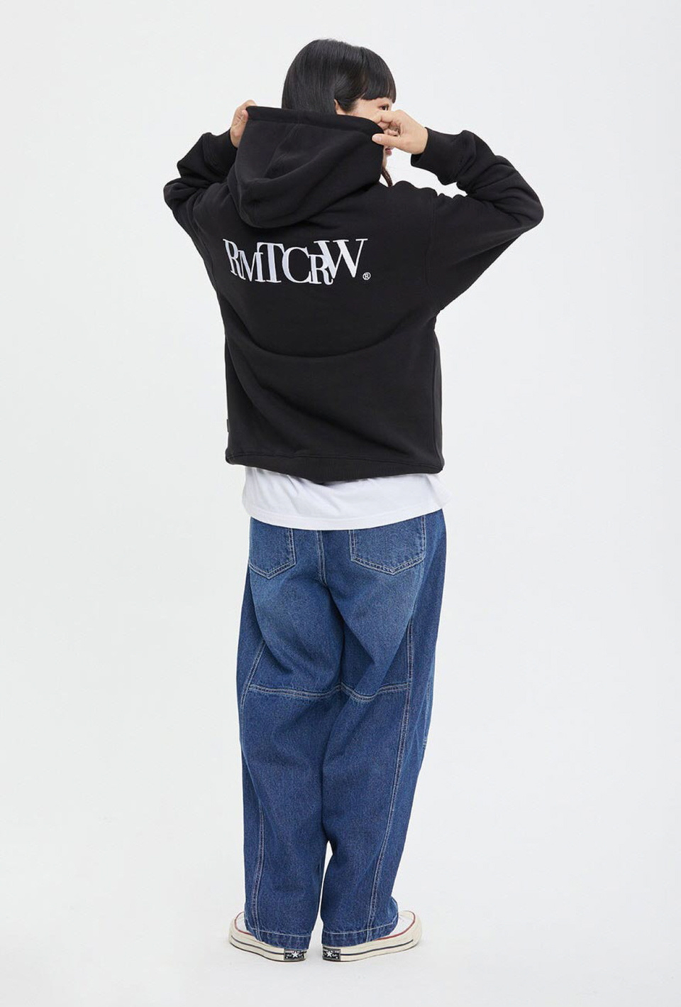 MUSINSA | ROMANTIC CROWN Outlet RECENT LOGO HOODIE-BLACK