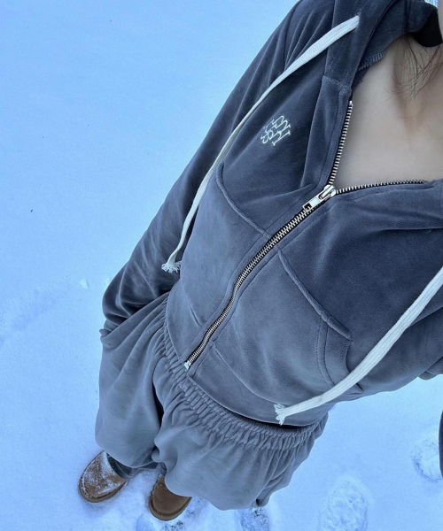 POINT VELVET TRAINING HOOD ZIPUP [4color]
