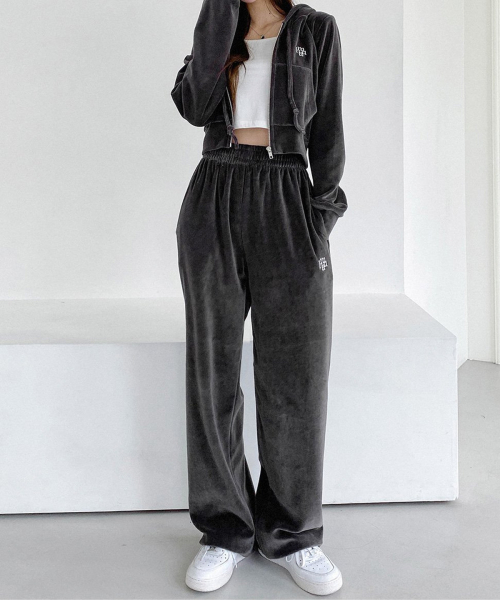 [SET] VELVET TRAINING HOOD ZIPUP PANTS [4color]