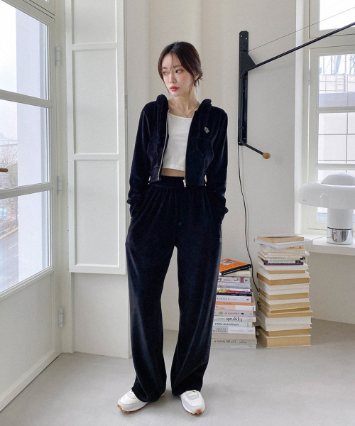 [SET] VELVET TRAINING HOOD ZIPUP PANTS [4color]