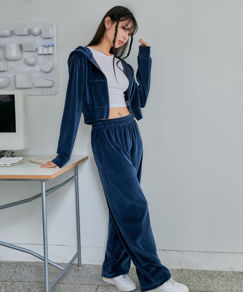 [SET] VELVET TRAINING HOOD ZIPUP PANTS [4color]