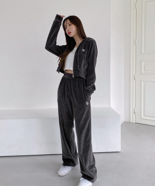 [SET] VELVET TRAINING HOOD ZIPUP PANTS [4color]
