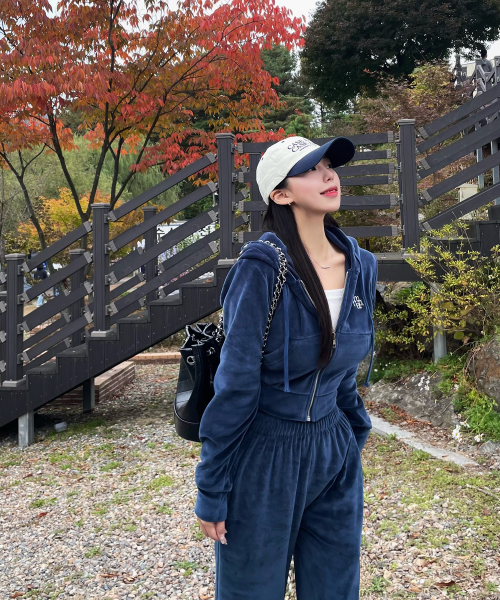 [SET] VELVET TRAINING HOOD ZIPUP PANTS [4color]