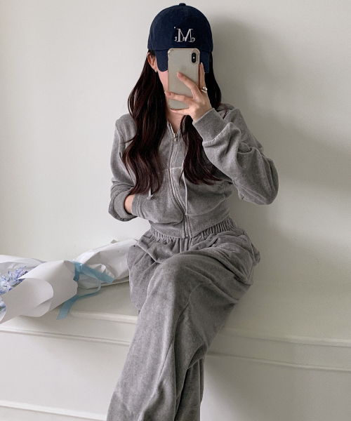 [SET] VELVET TRAINING HOOD ZIPUP PANTS [4color]
