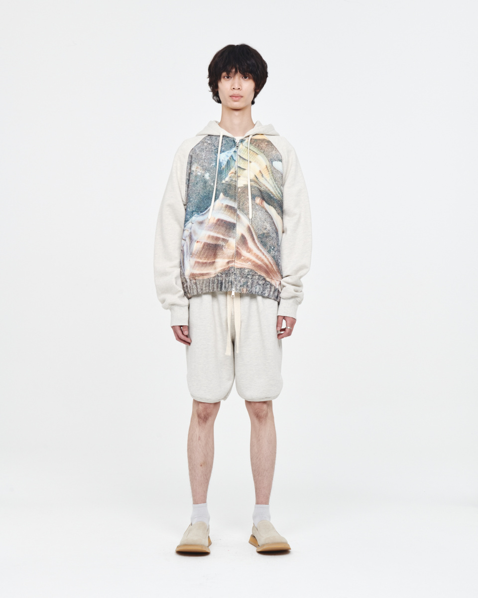 MUSINSA | AFTER PRAY Full Print Panel Hoodie Zip-Up Melange Grey