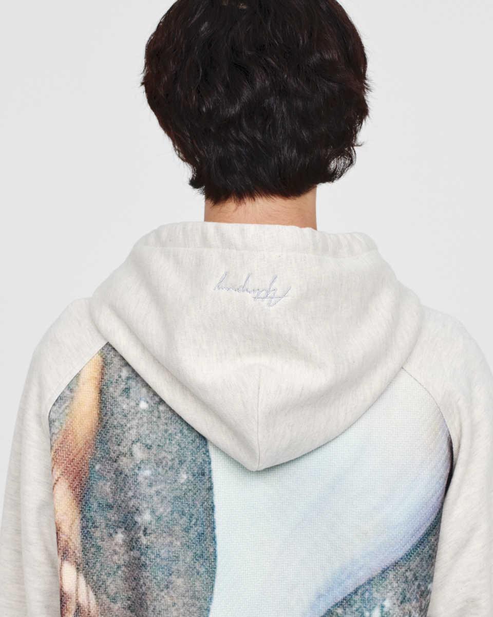 MUSINSA | AFTER PRAY Full Print Panel Hoodie Zip-Up Melange Grey