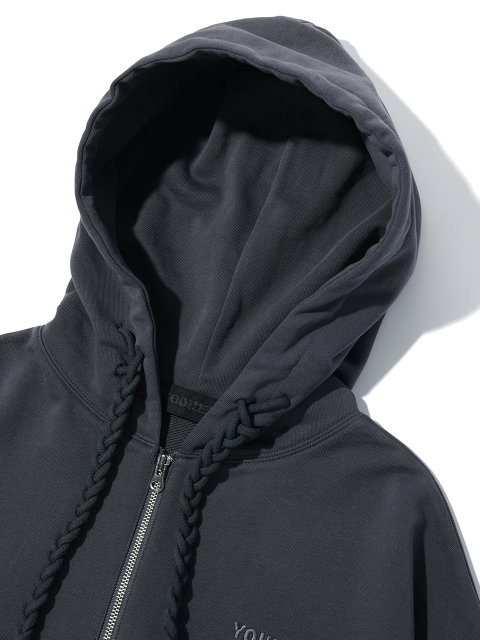 MUSINSA公式 | YOUHEE RIBBON DETAIL HOOD ZIP-UP CHARCOAL