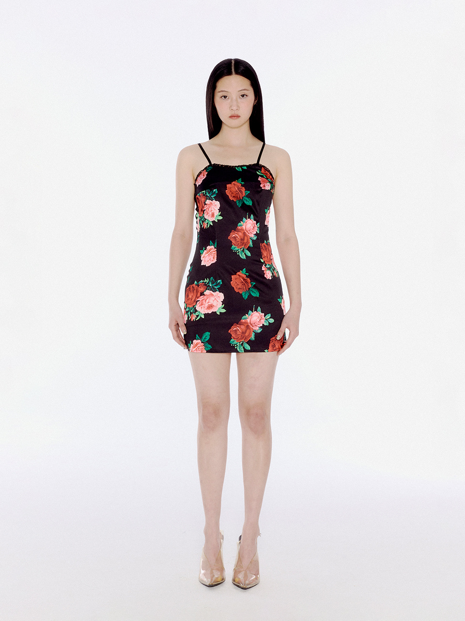 【YOUHEE】24SS SATIN FLOWER PATTERN DRESS BLACK MUSINSA | YOUHEE SATIN FLOWER PATTERN DRESS BLACK