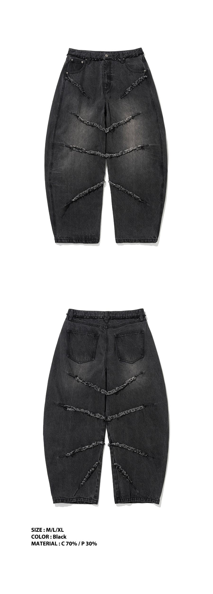 ★NOT4NERD★ Unisex_Cut Off Curved Denim Pants 2色 ☆NOT4NERD☆ Unisex_Cut Off Curved Denim Pants 2色