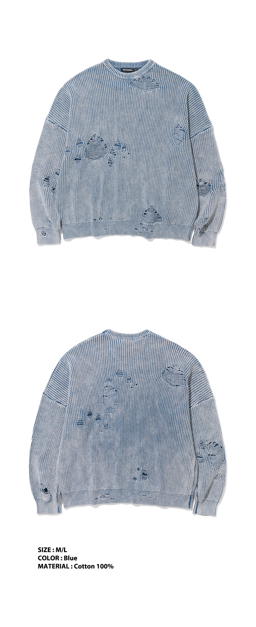 낫포너드(NOT4NERD) Pigment Dyeing Destroyed Knit Sweater