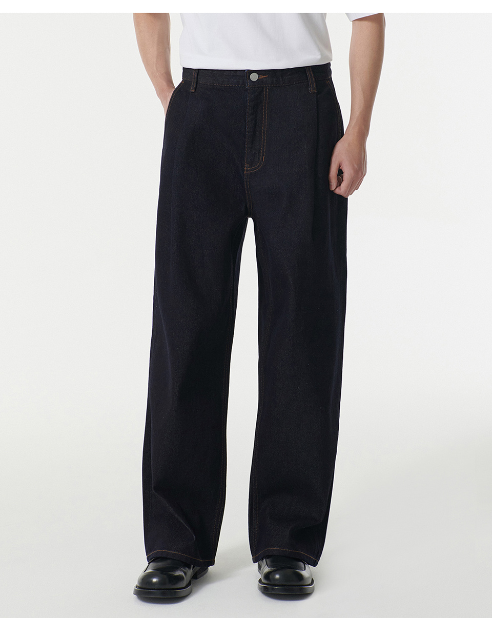 ★MUSINSA STANDARD★ Deep tuck wide denim pants gray MMDNP10 MUSINSA | MUSINSA STANDARD One Tuck Wide Banding Denim Pants