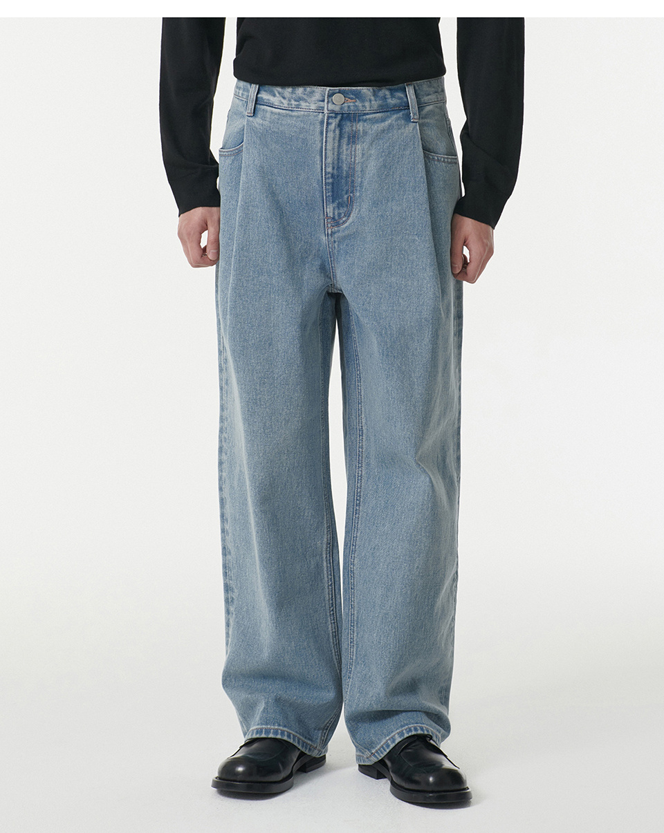 ★MUSINSA STANDARD★ Deep tuck overlap wide denim pants gray MUSINSA | MUSINSA STANDARD Deep Tuck Overlap Wide Denim