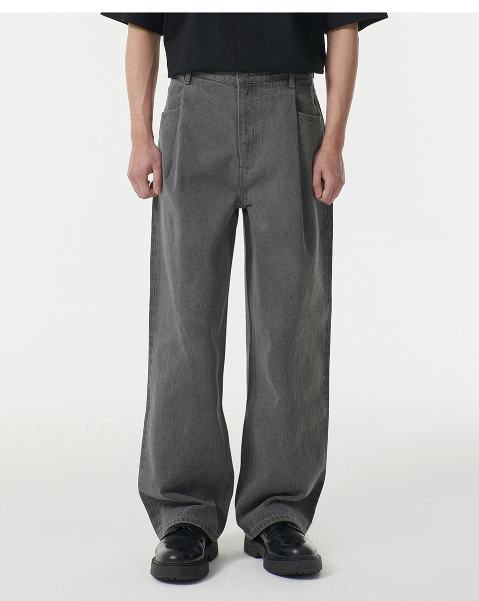 ★MUSINSA STANDARD★ Deep tuck overlap wide denim pants gray MUSINSA | MUSINSA STANDARD Deep Tuck Overlap Wide Denim