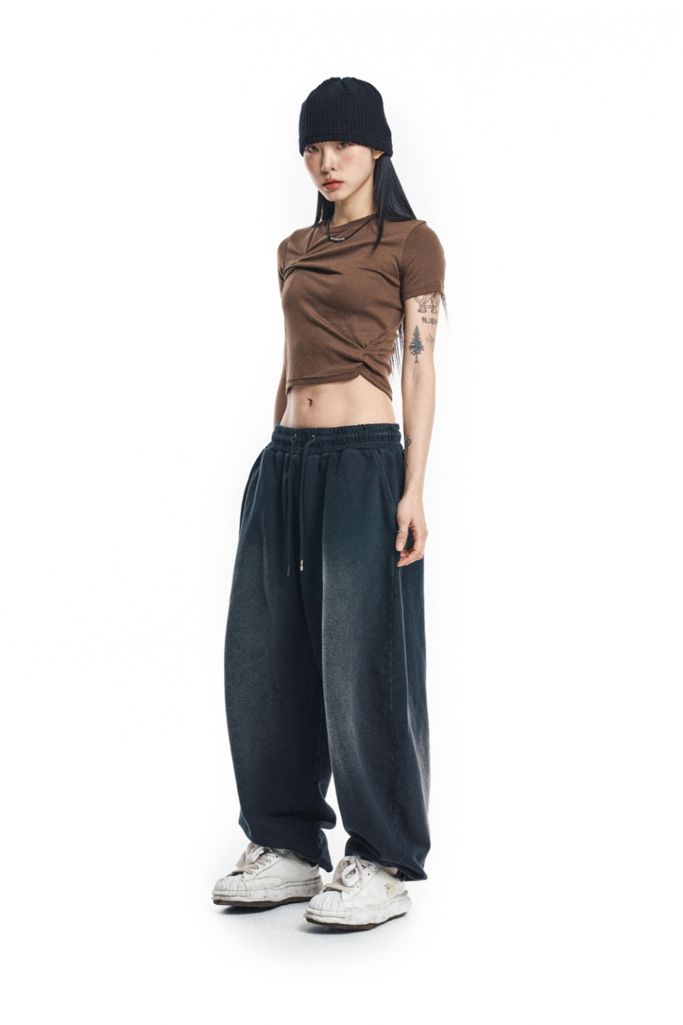 MUSINSA | EASY NO EASY Washed Balloon Baggy Sweatpants - Black