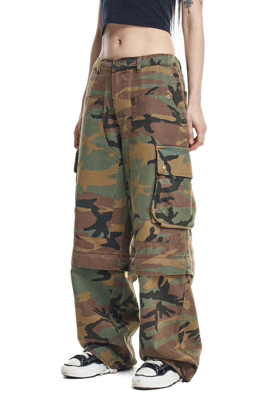 MUSINSA | EASY NO EASY Docking camo cargo pants – khaki beige