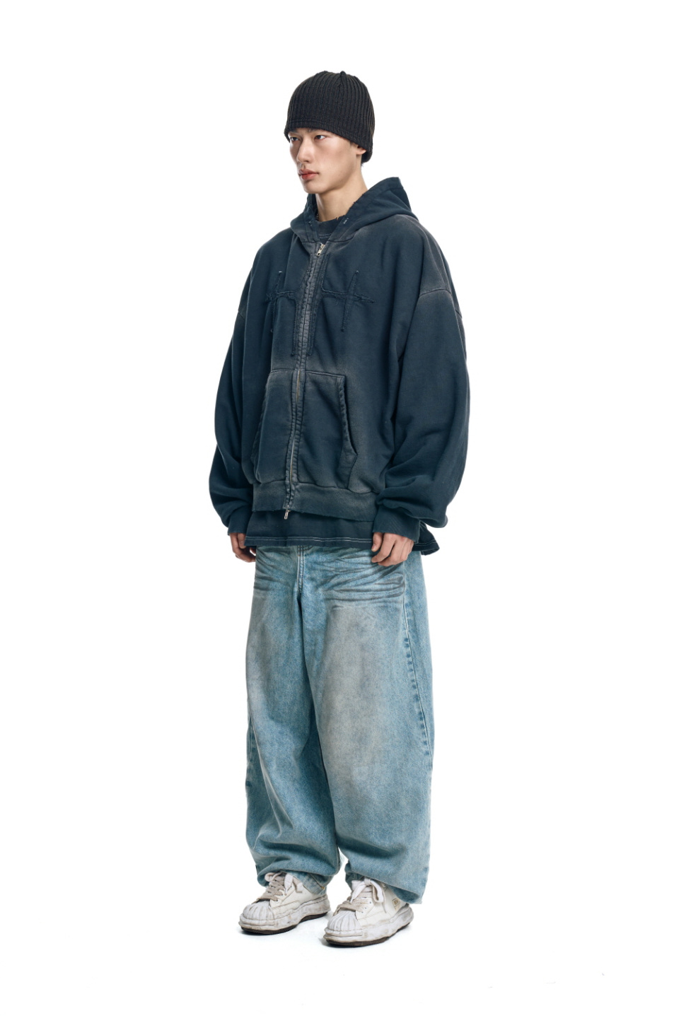 【EASY NO EASY】Washed patch overfit hooded zip-up★男女兼用 MUSINSA | EASY NO EASY Washed Patch Overfit Hooded Zip-Up