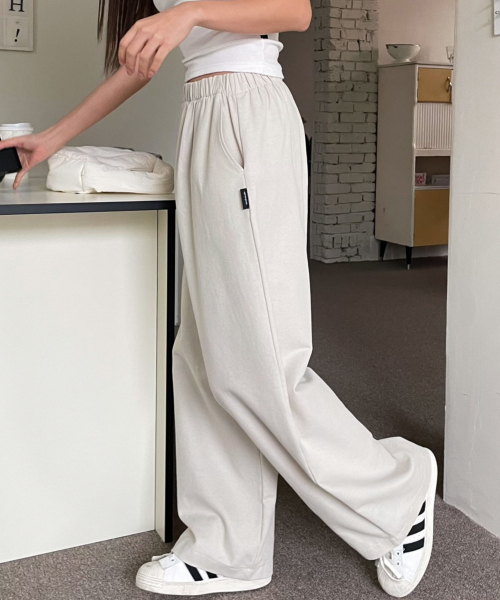 WIDE BANDING COTTON PANTS [2color]