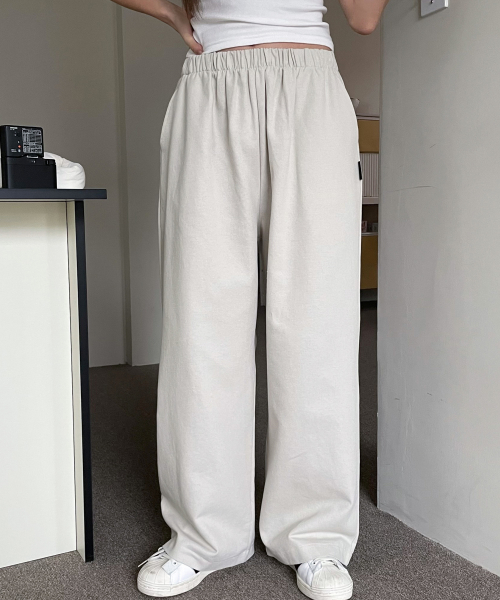 WIDE BANDING COTTON PANTS [2color]