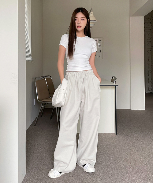 WIDE BANDING COTTON PANTS [2color]
