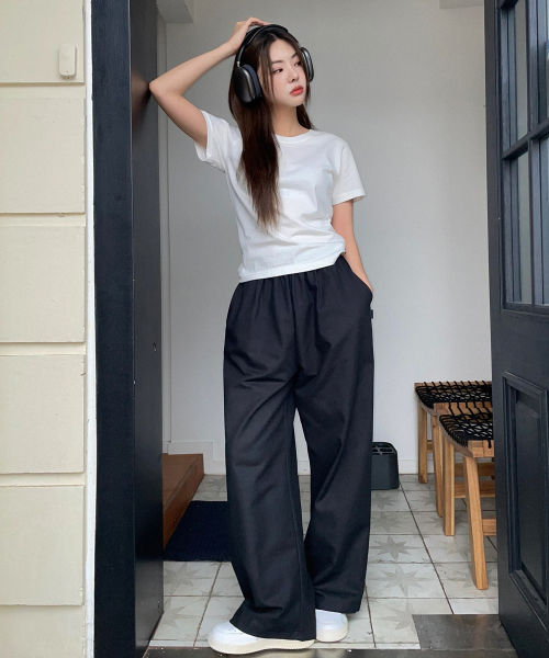 WIDE BANDING COTTON PANTS [2color]
