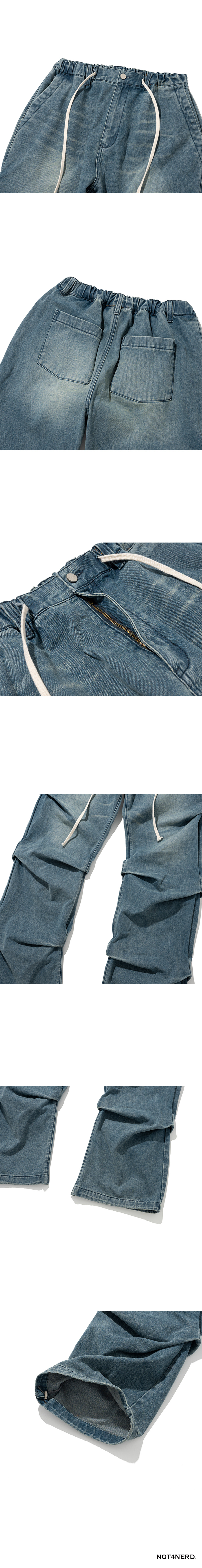 MUSINSA | NOT4NERD Shirring Wide Leg Denim Pants - Deep Blue MUSINSA | NOT4NERD Shirring Wide Leg Denim Pants - Deep Blue