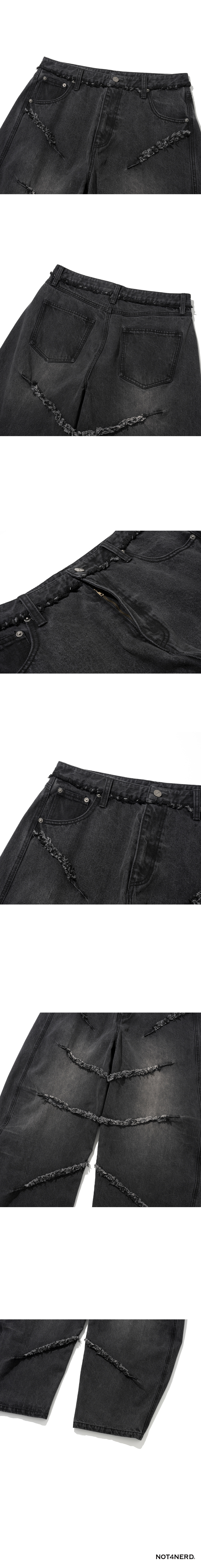 ★NOT4NERD★ Unisex_Cut Off Curved Denim Pants 2色 ☆NOT4NERD☆ Unisex_Cut Off Curved Denim Pants 2色