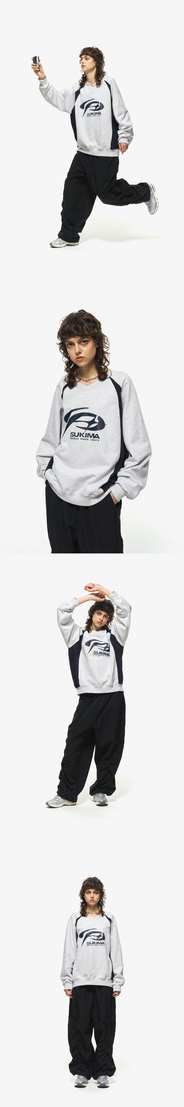 RAGLAN PANEL SWEATSHIRT - 3 COLORS WHITE