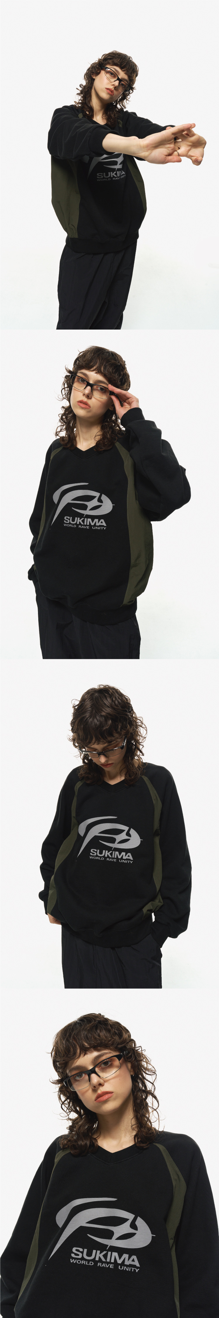 RAGLAN PANEL SWEATSHIRT - 3 COLORS BLACK